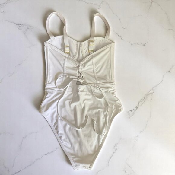 Ninety Third Avenue White Bustier One-Piece Swimsuit Swimwear S NWOT - Picture 2 of 2